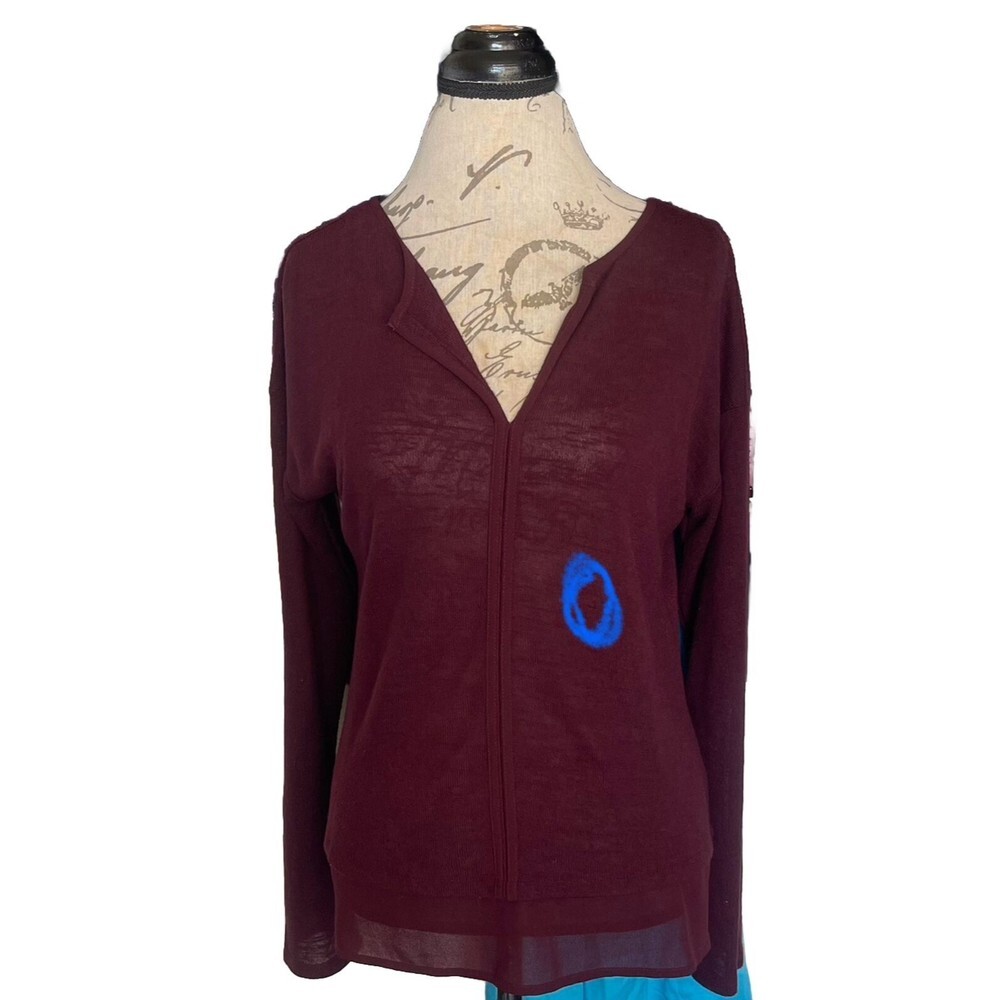 Sanctuary Hanna Blouse Split Neck Knit Top Size Medium Long Sleeve Dressy Boho - Picture 12 of 15
